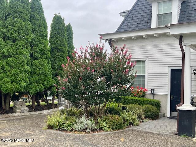 a front view of a house with plants