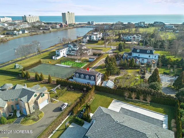 a view of a city with an ocean view