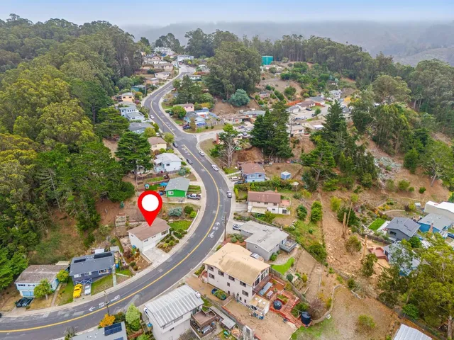 an aerial view of a house