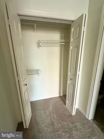 a view of an empty room and closet area