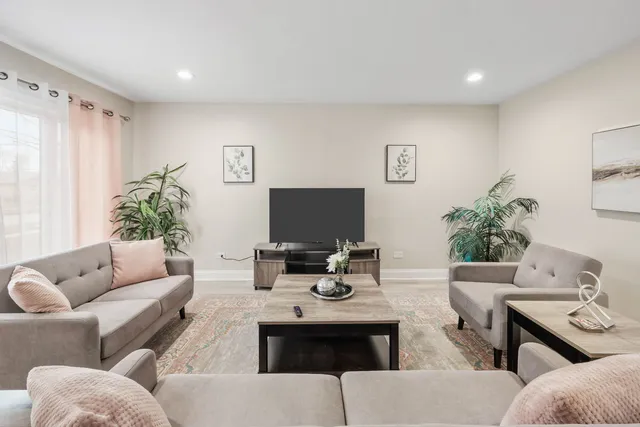 a living room with furniture