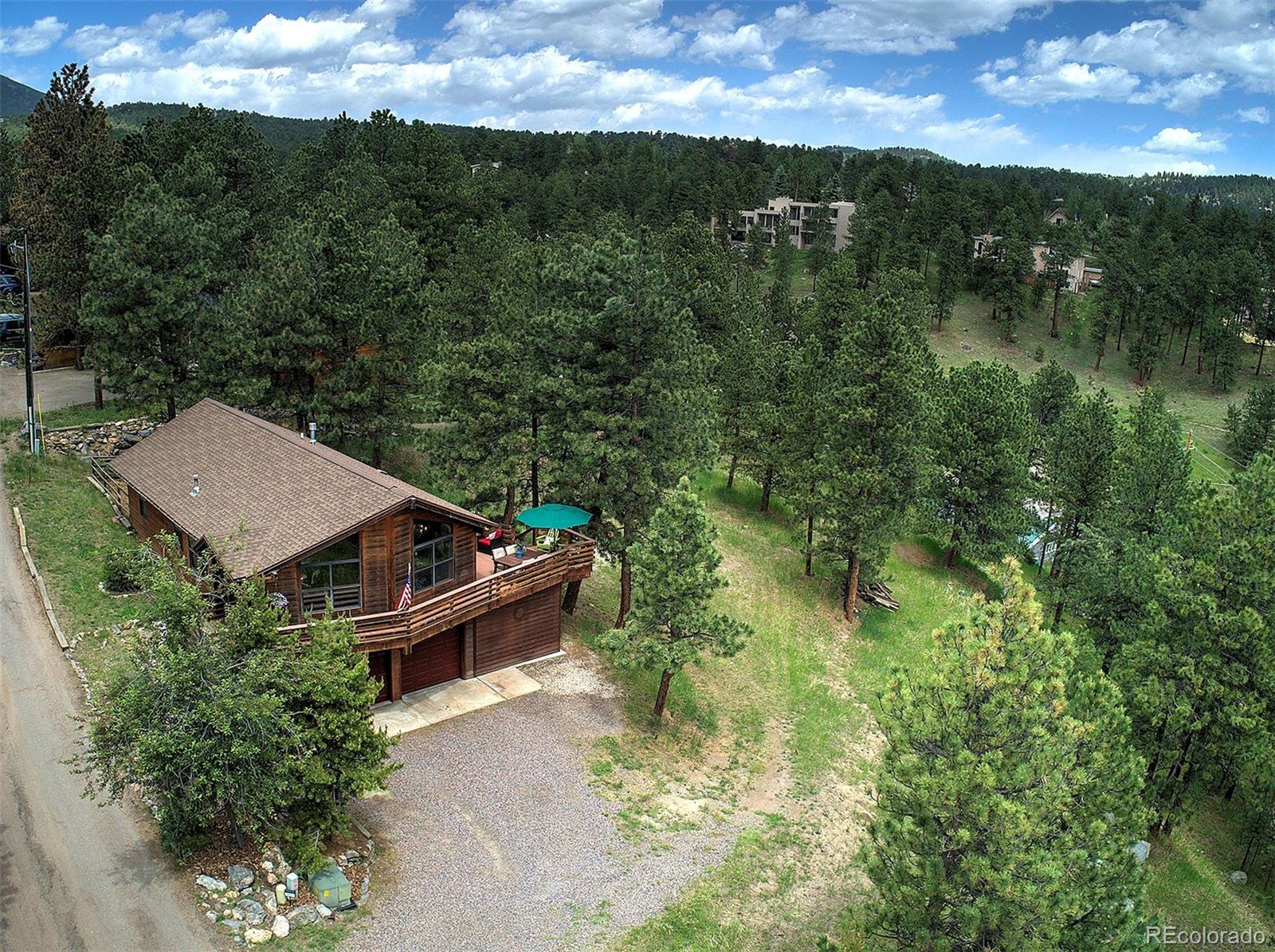 29659 Spruce Road Evergreen, CO 80439 - Photo 33 of 38 a view of a terrace with a garden