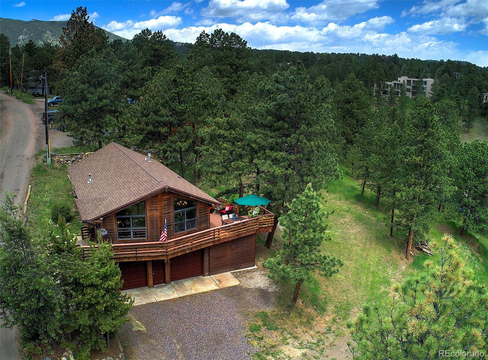 29659 Spruce Road Evergreen, CO 80439 - Photo 38 of 38 a aerial view of a house with pool