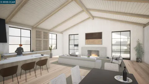 a living room with furniture a flat screen tv and a large window