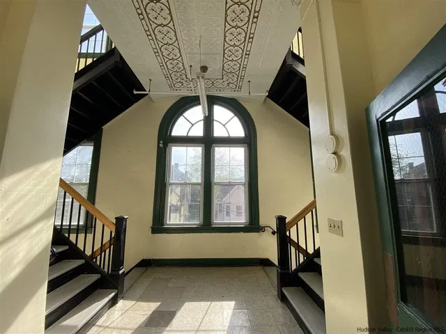 a view of wooden door