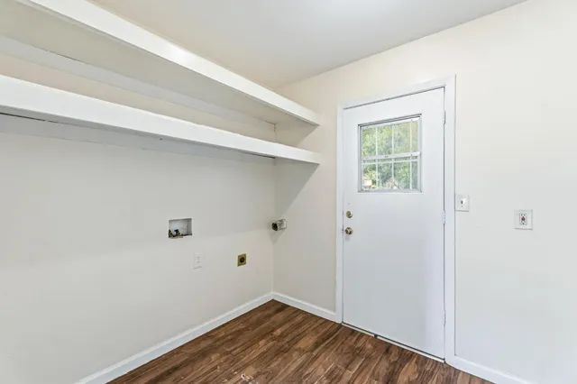 a view of small space with wooden floor