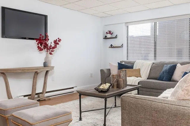 a living room with furniture