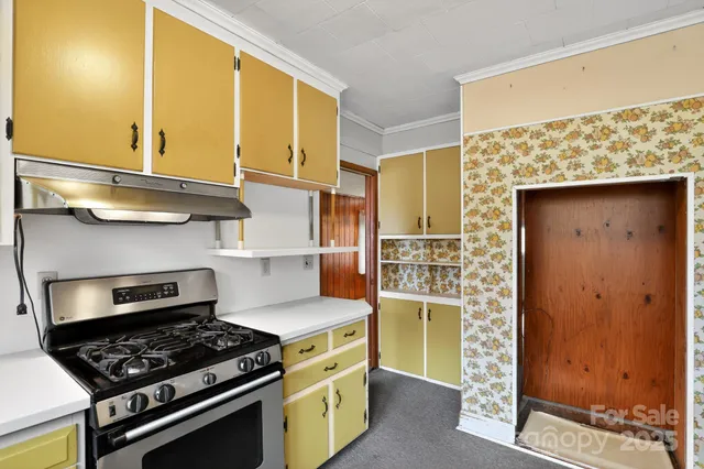 a kitchen that has a sink a stove and cabinets