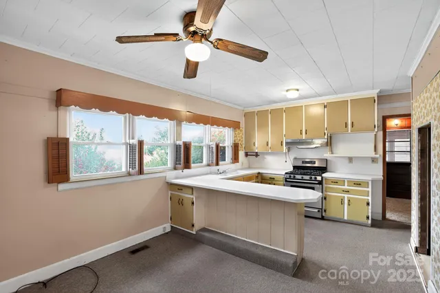 a kitchen with a sink appliances and cabinets