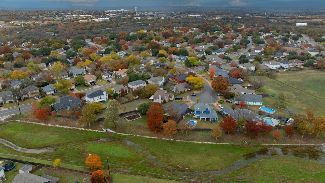2307 Silverleaf Cove Round Rock, TX 78664 - Photo 30 of 31 an aerial view of residential houses with outdoor space and trees