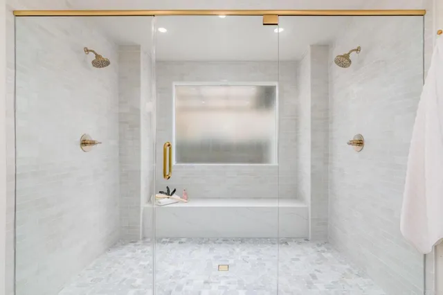 a bathroom with a bathtub