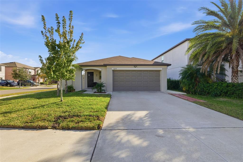 10239 Bright Crystal Avenue Riverview, FL 33578 - Photo 15 of 47 a front view of a house with a yard and garage