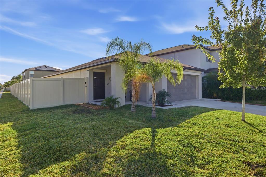 10239 Bright Crystal Avenue Riverview, FL 33578 - Photo 17 of 47 a view of a backyard with a garden and plants