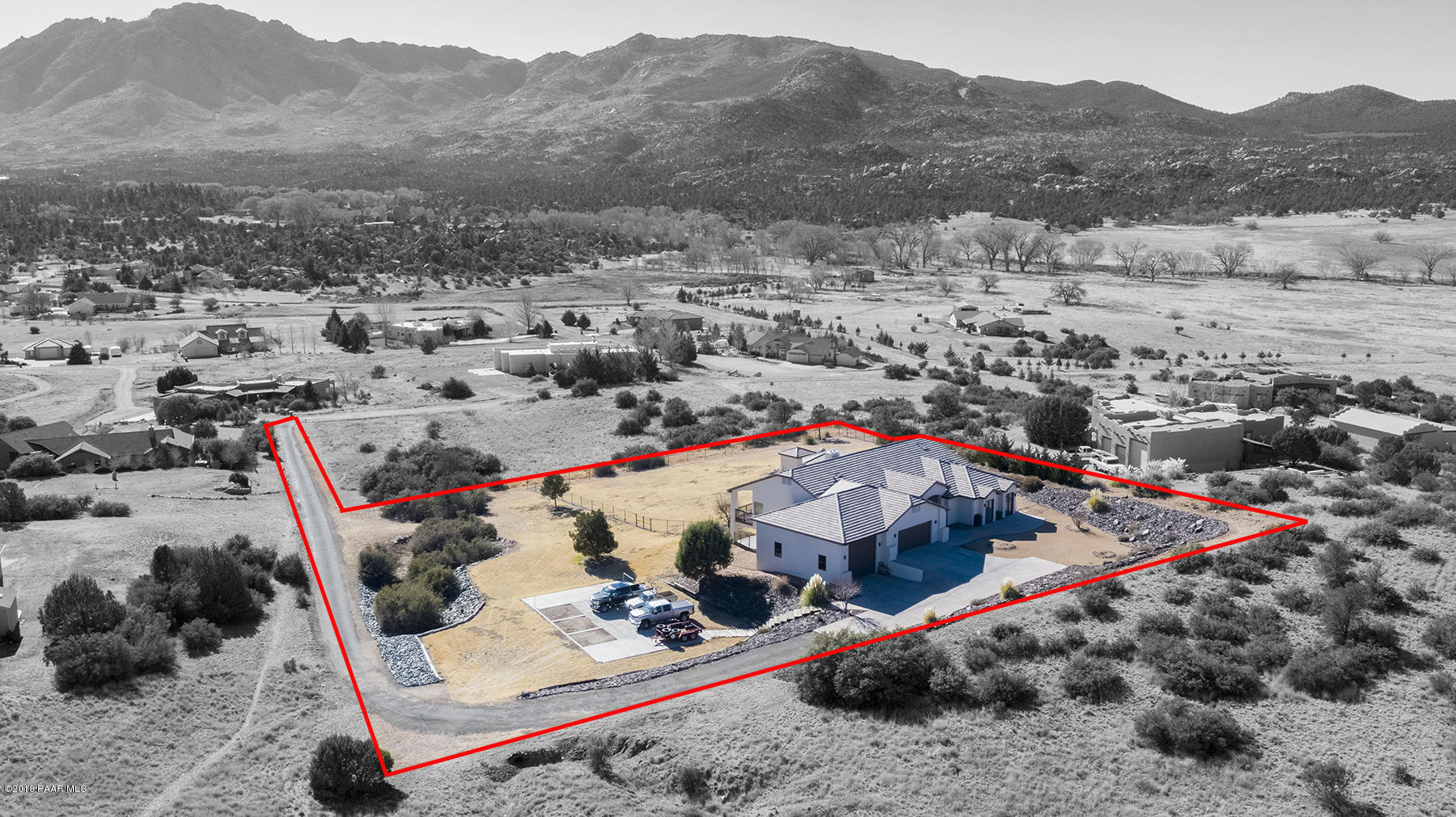 4800 West Mint Creek Road Prescott, AZ 86305 - Photo 3 of 62 an aerial view of a house with a mountain