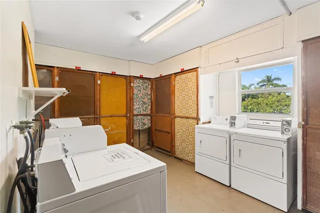 a room with dryer and washer