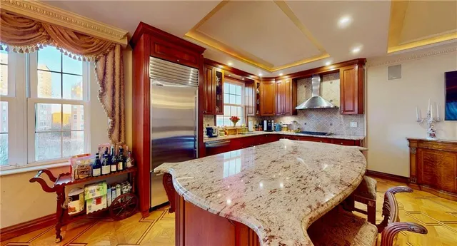 a view of kitchen island with furniture and window