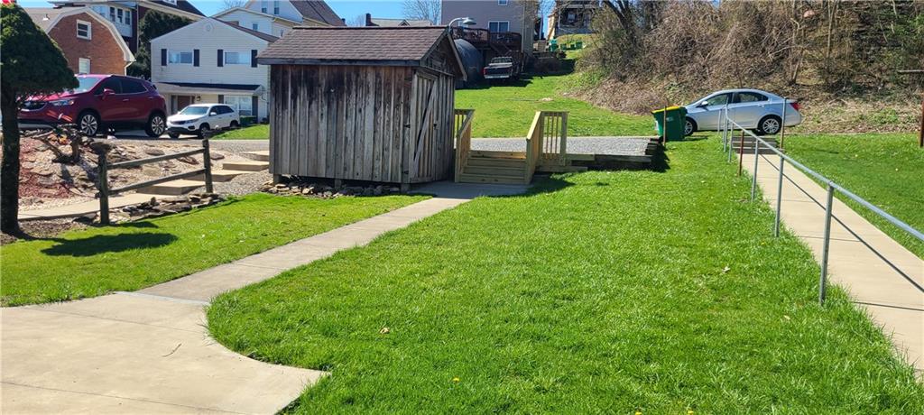 Back yard with Shed.  Shed has electricity.