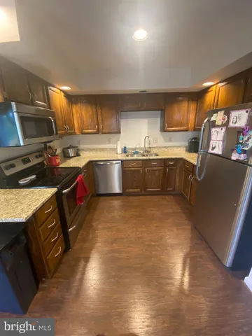 a kitchen with lots of counter top space
