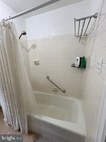 a bathroom with a bathtub