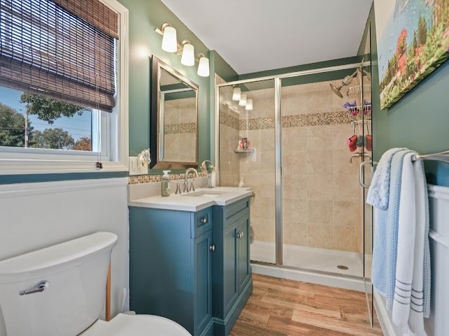 9 Middlefield Place Acushnet, MA 02743 - Photo 11 of 14 a bathroom with a granite countertop sink toilet and shower