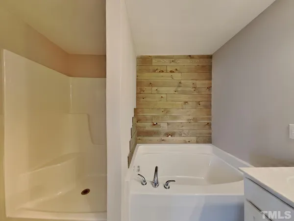a bathroom with a bathtub