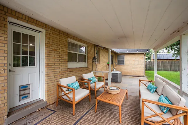 a outdoor space with patio furniture