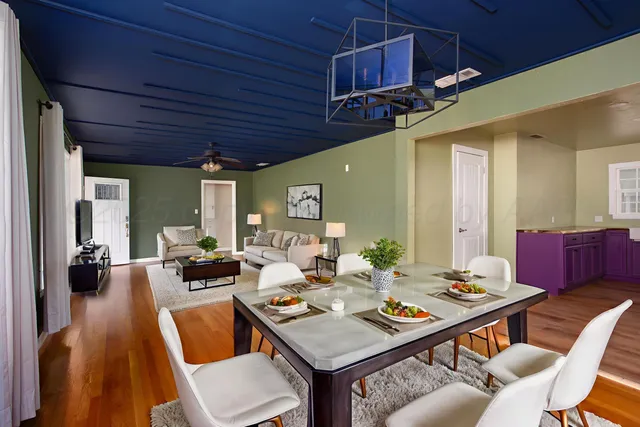 a living room with furniture