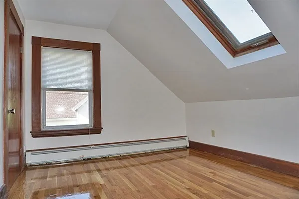 a view of a room that has a window