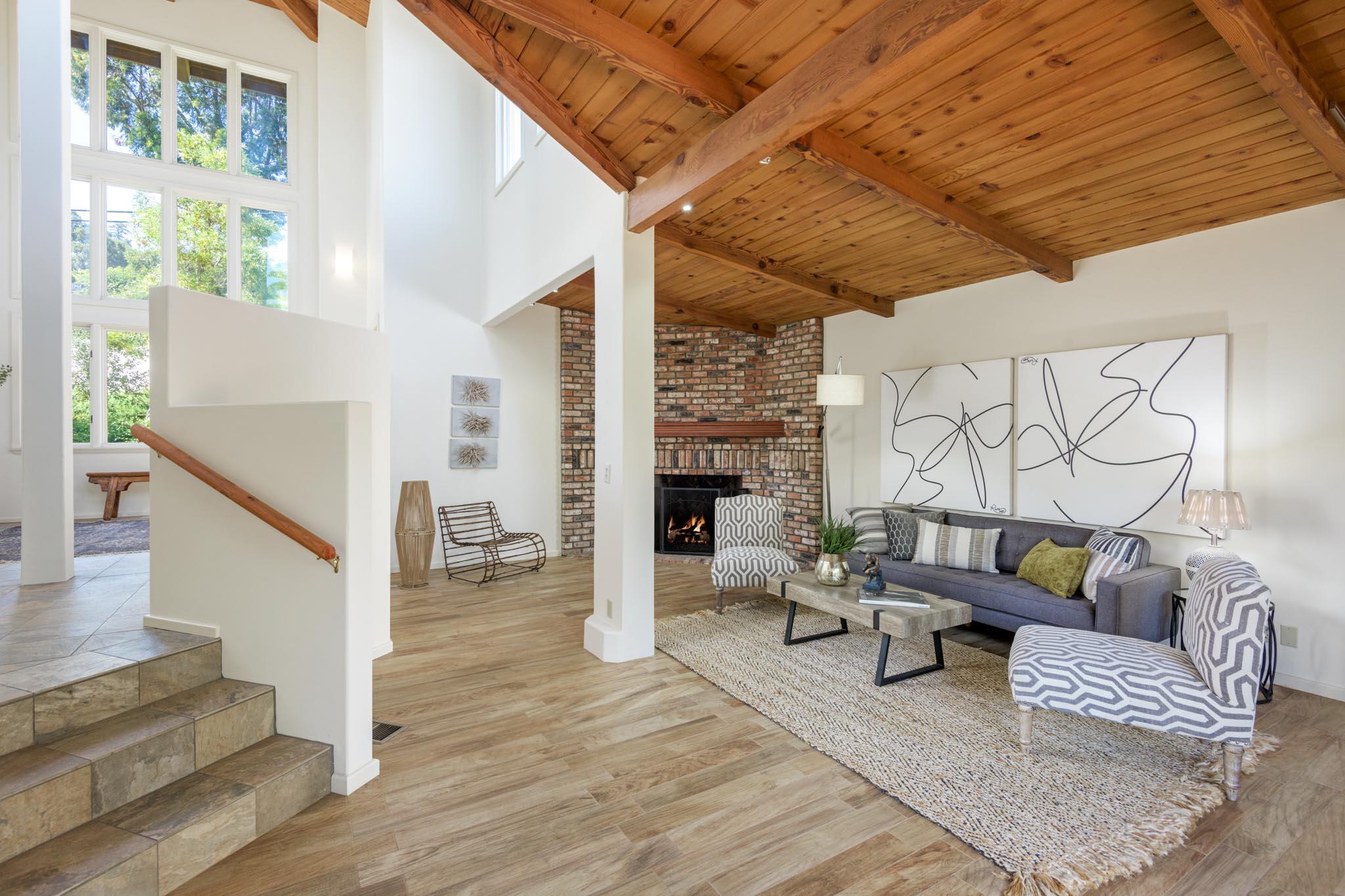 1235 Mission Ridge Road Santa Barbara, CA 93103 - Photo 6 of 27 a living room with furniture and a fireplace