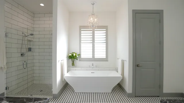 a spacious bathroom with a bathtub and a shower