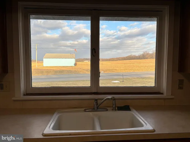 a view of a sink from a window