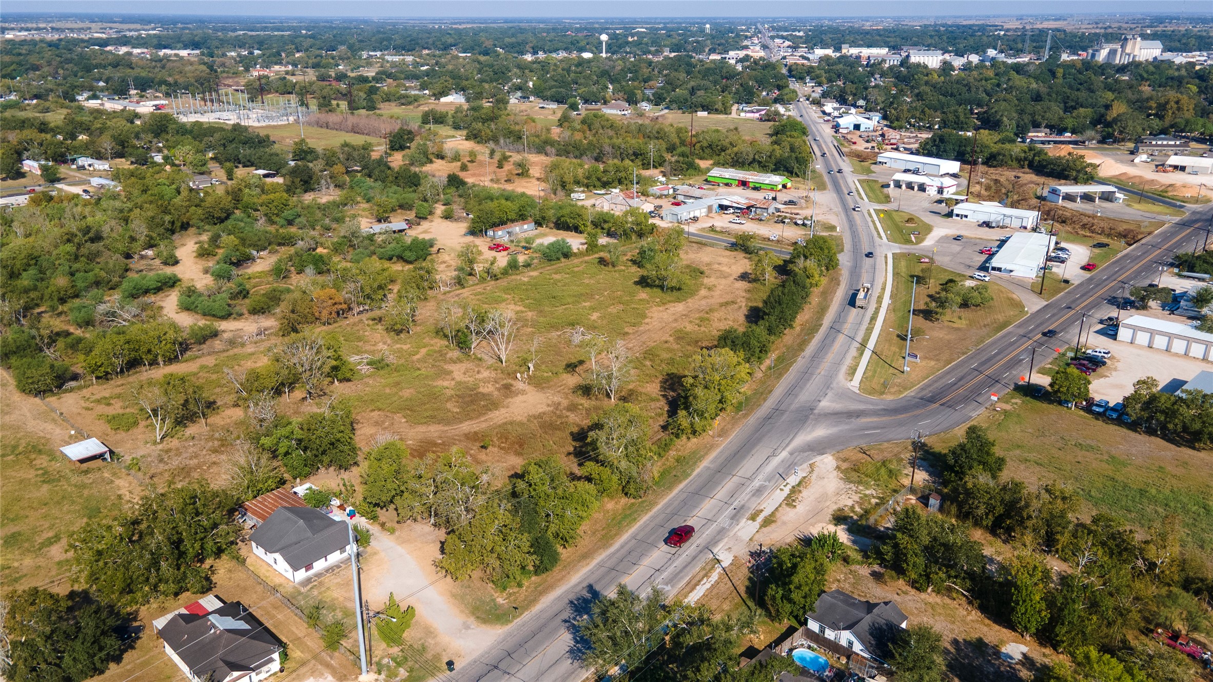 an aerial view of a city