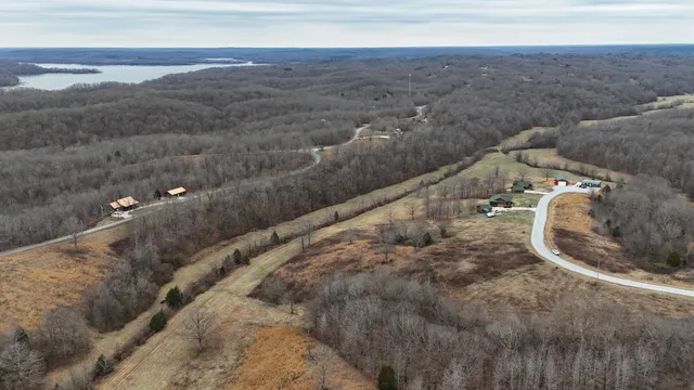 a view of a lake with mountains in the background