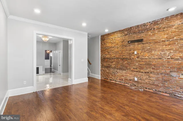 a view of livingroom with wooden floor
