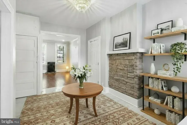 a room with furniture and a table