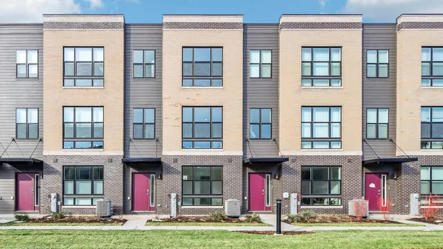 a front view of an apartment building