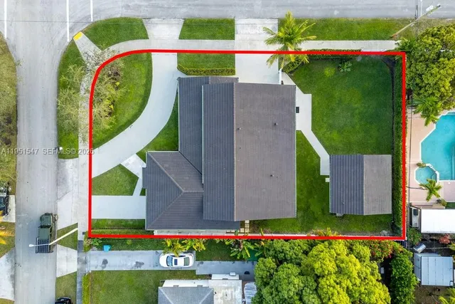 an aerial view of a house