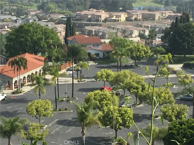 a city view with tall buildings