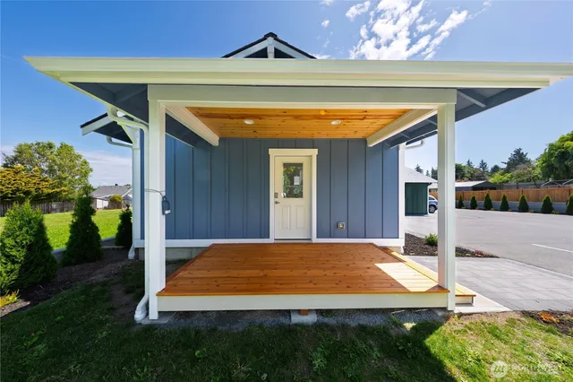 a view of a swimming pool with a patio