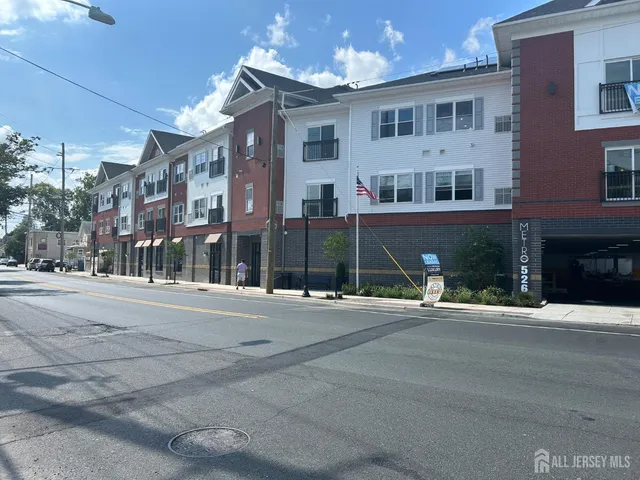 a front view of a building with street