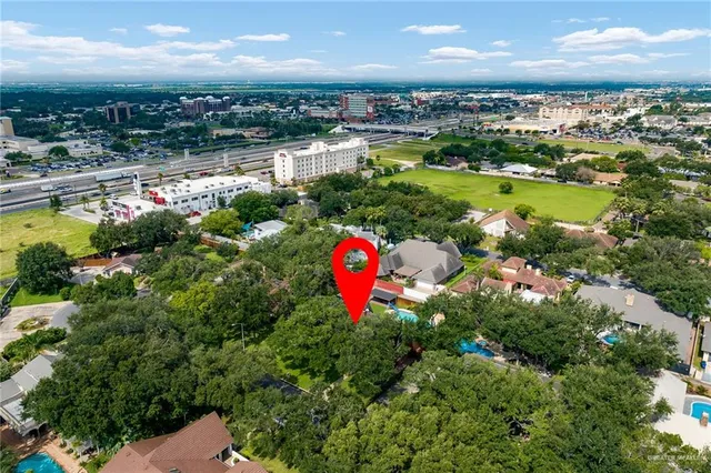 a view of a lake with a swimming pool