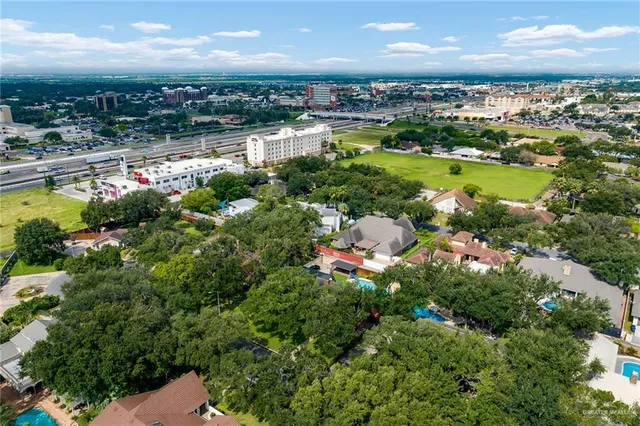 a view of a lake with a city