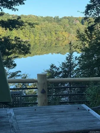 a view of a lake with a mountain