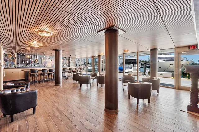 an outdoor space with seating