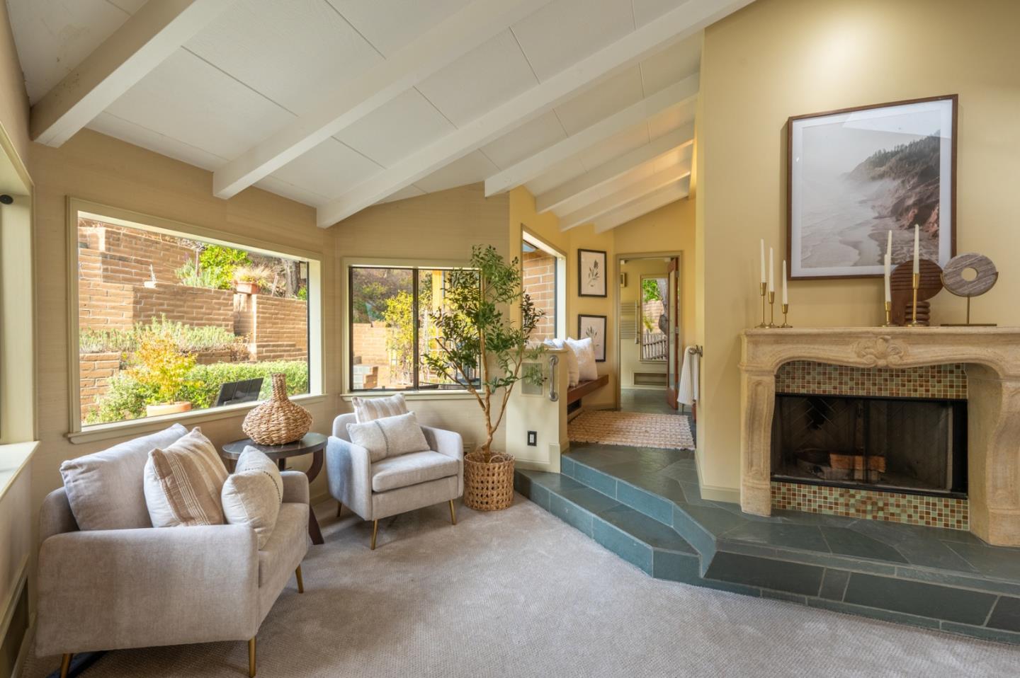 9 Story Road Carmel Valley, CA 93924 - Photo 28 of 60 a living room with furniture and a fireplace