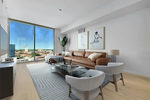 a living room with furniture and a couch