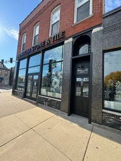 a front view of a building with glass door
