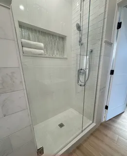 a bathroom with a shower