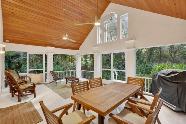 a view of an outdoor space with seating area