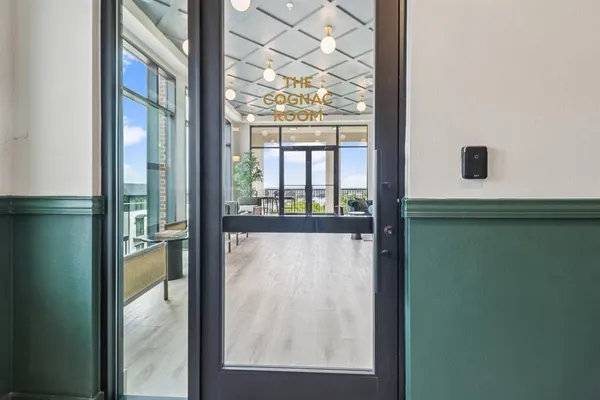 a view of a large window with an outdoor space